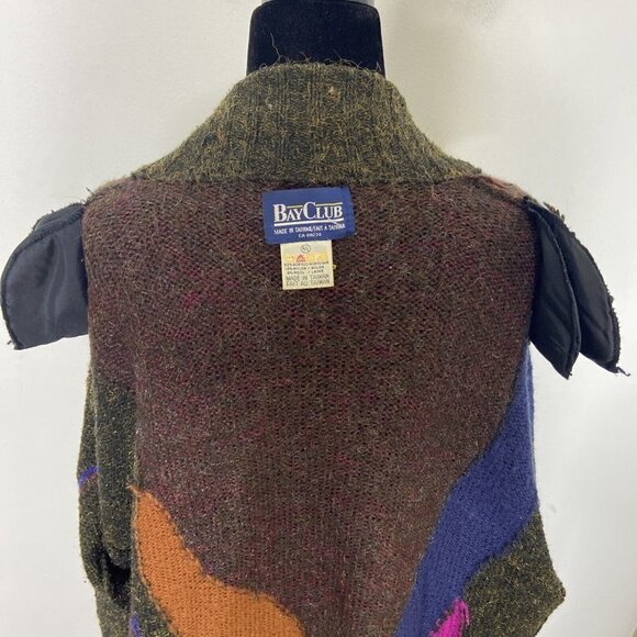 Vintage Hudson Bay 80s Wool Knit Long Textured Cardigan 3D Textured Mod Loud L - Picture 8 of 10